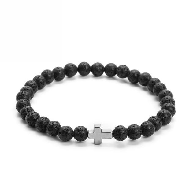 bransoletka męska z kamieni lawa wulkaniczna