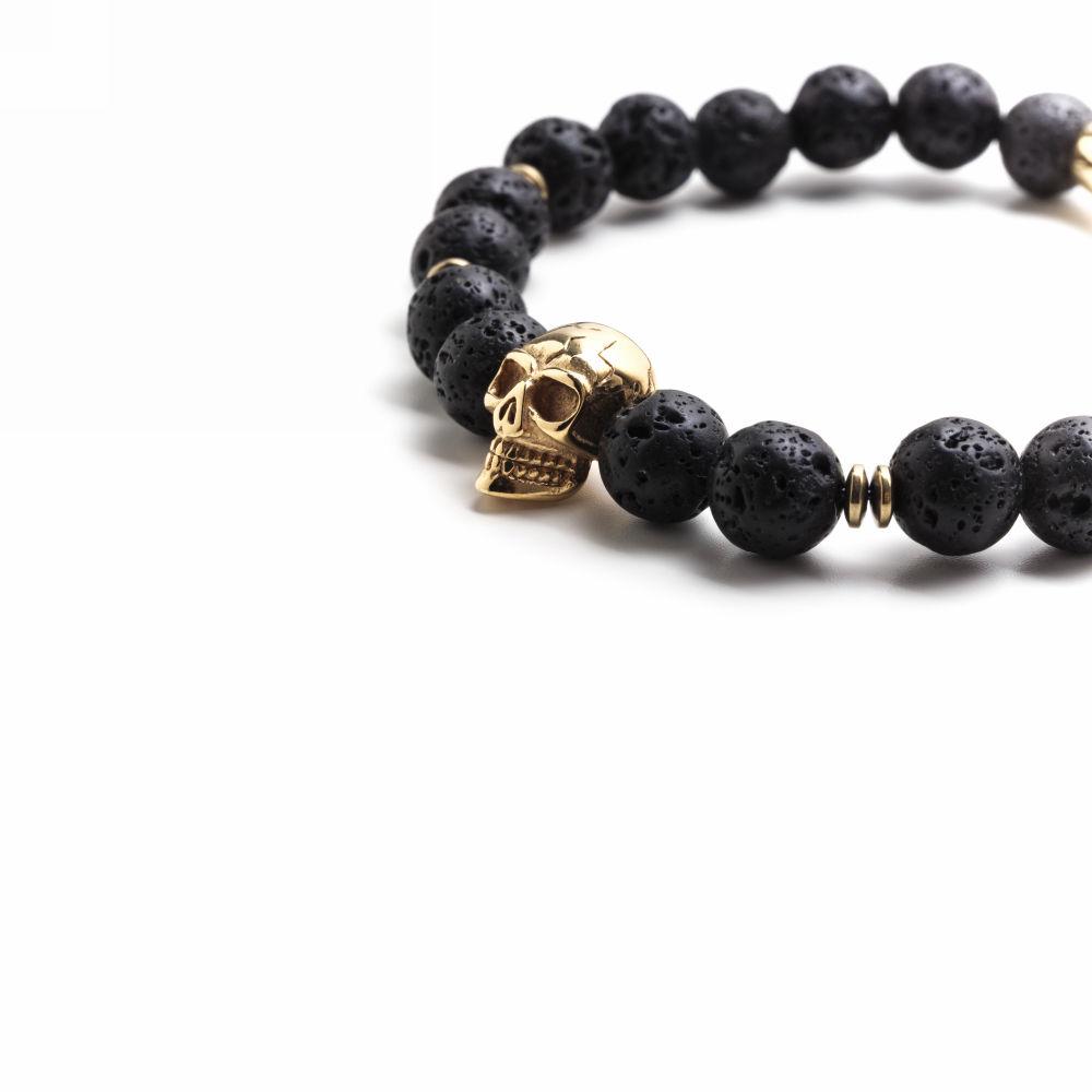 Bransoletka męska ze złotą czaszką