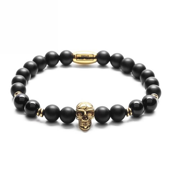 bransoletka męska ze złotą czaszką