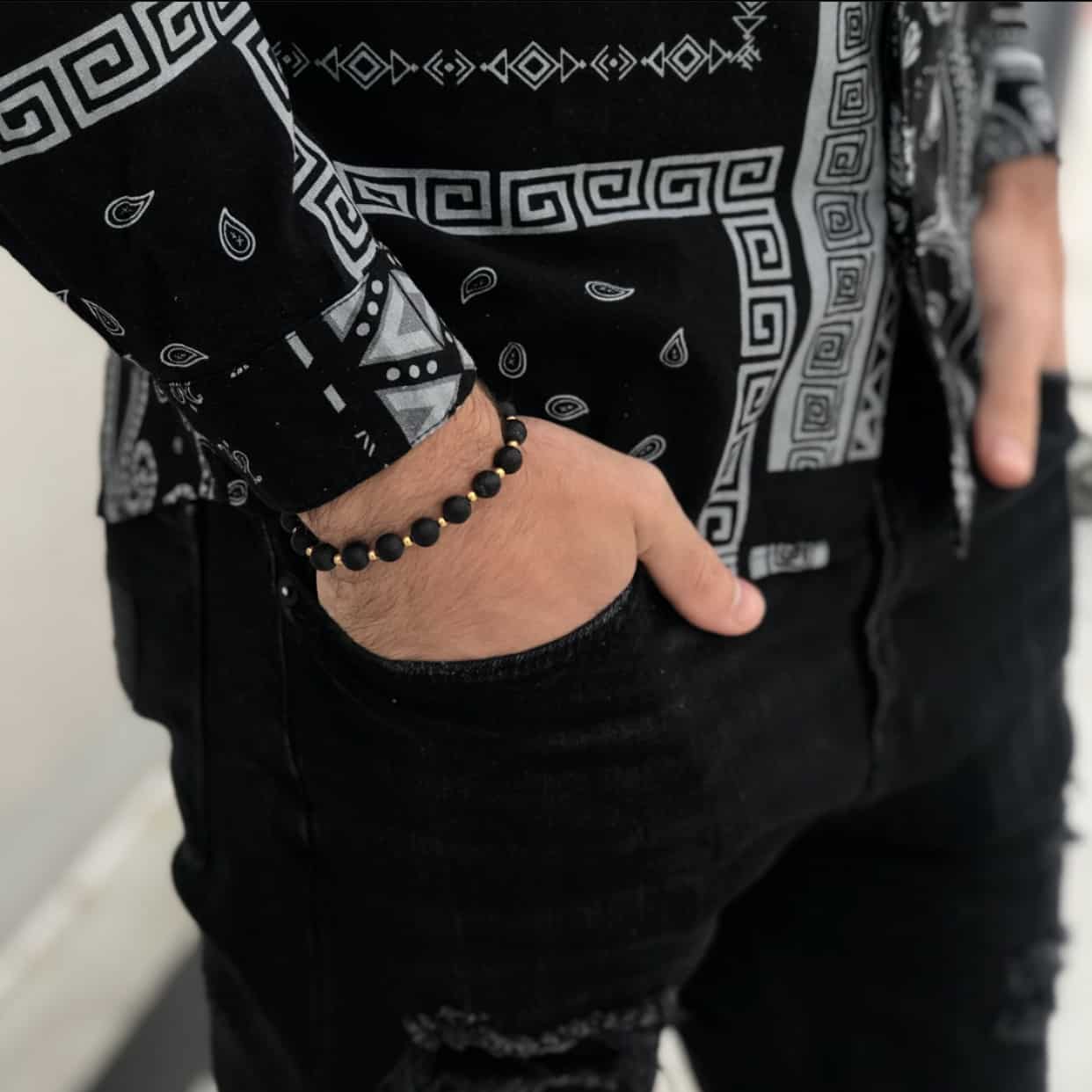 bransoletka męska z onyksów