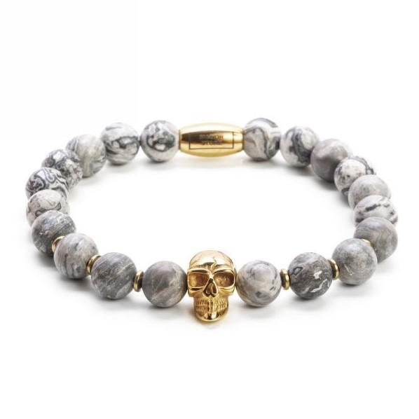 bransoletka męska z czaszką jaspis