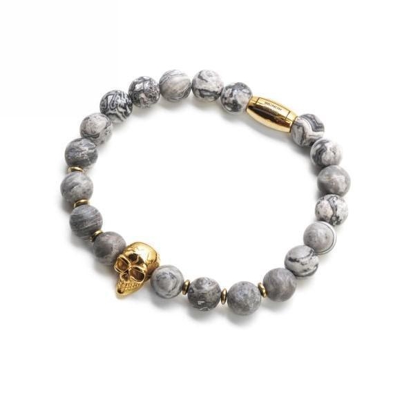 bransoletka męska ze złotą czaszką