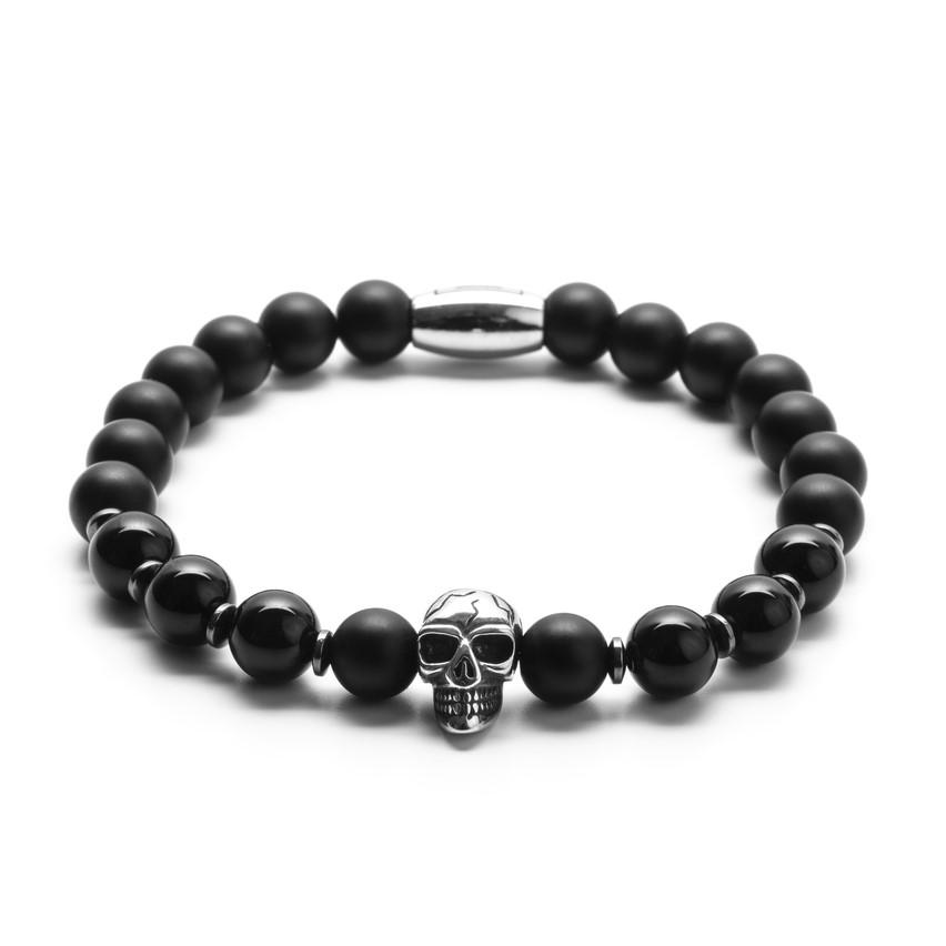 bransoletka męska z czaszką srebrna
