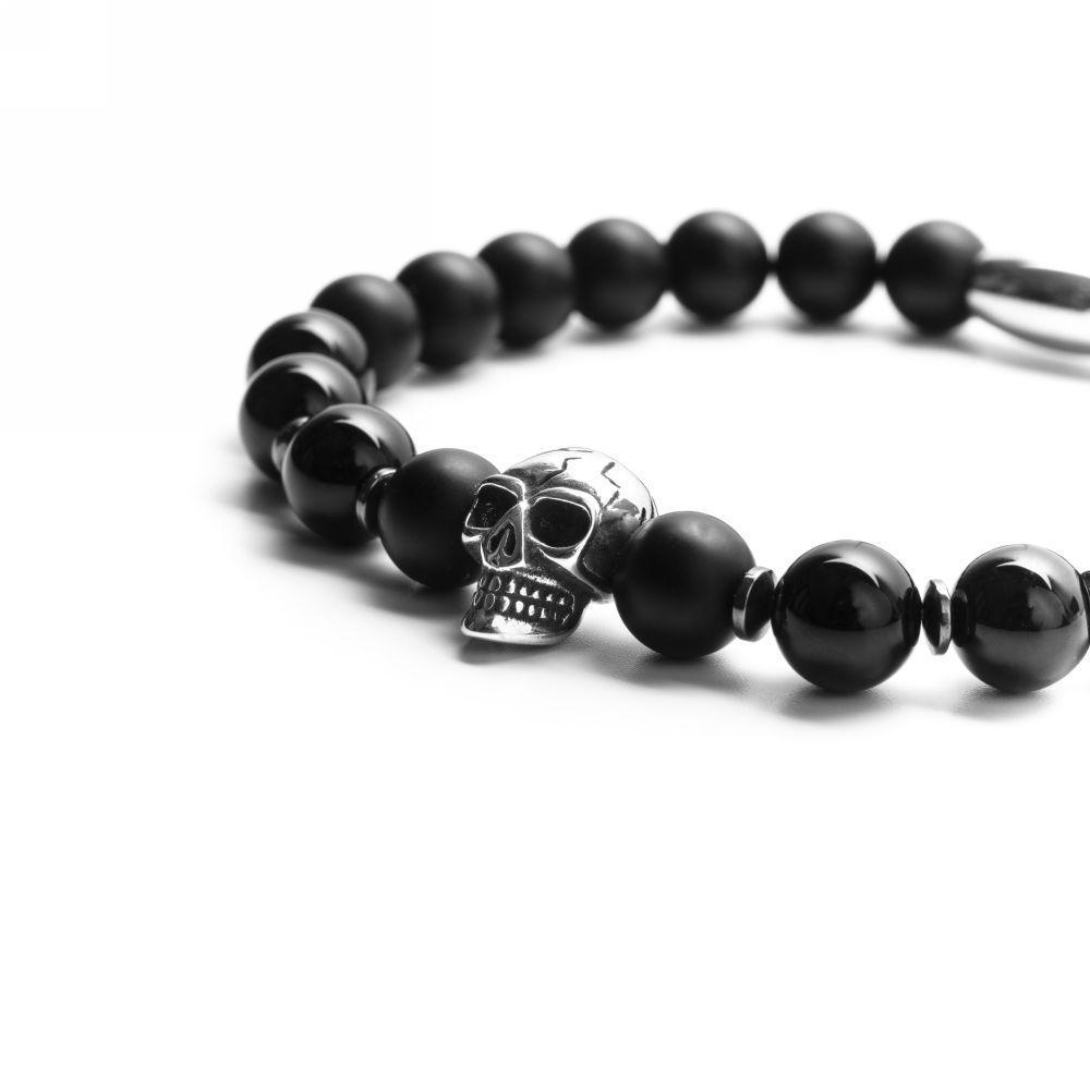 bransoletka męska z czaszką srebrna