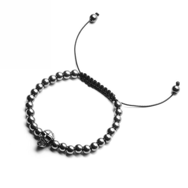 bransoletka męska z czaszką hematyt