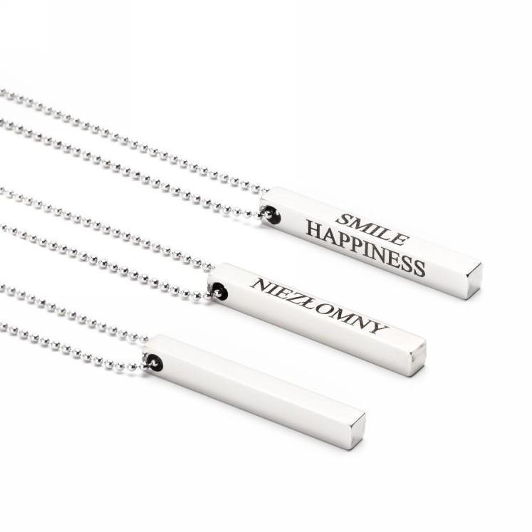 Naszyjnik męski z grawerem prostopadłościan