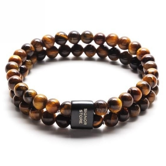 podwójna bransoletka męska z tygrysiego oka