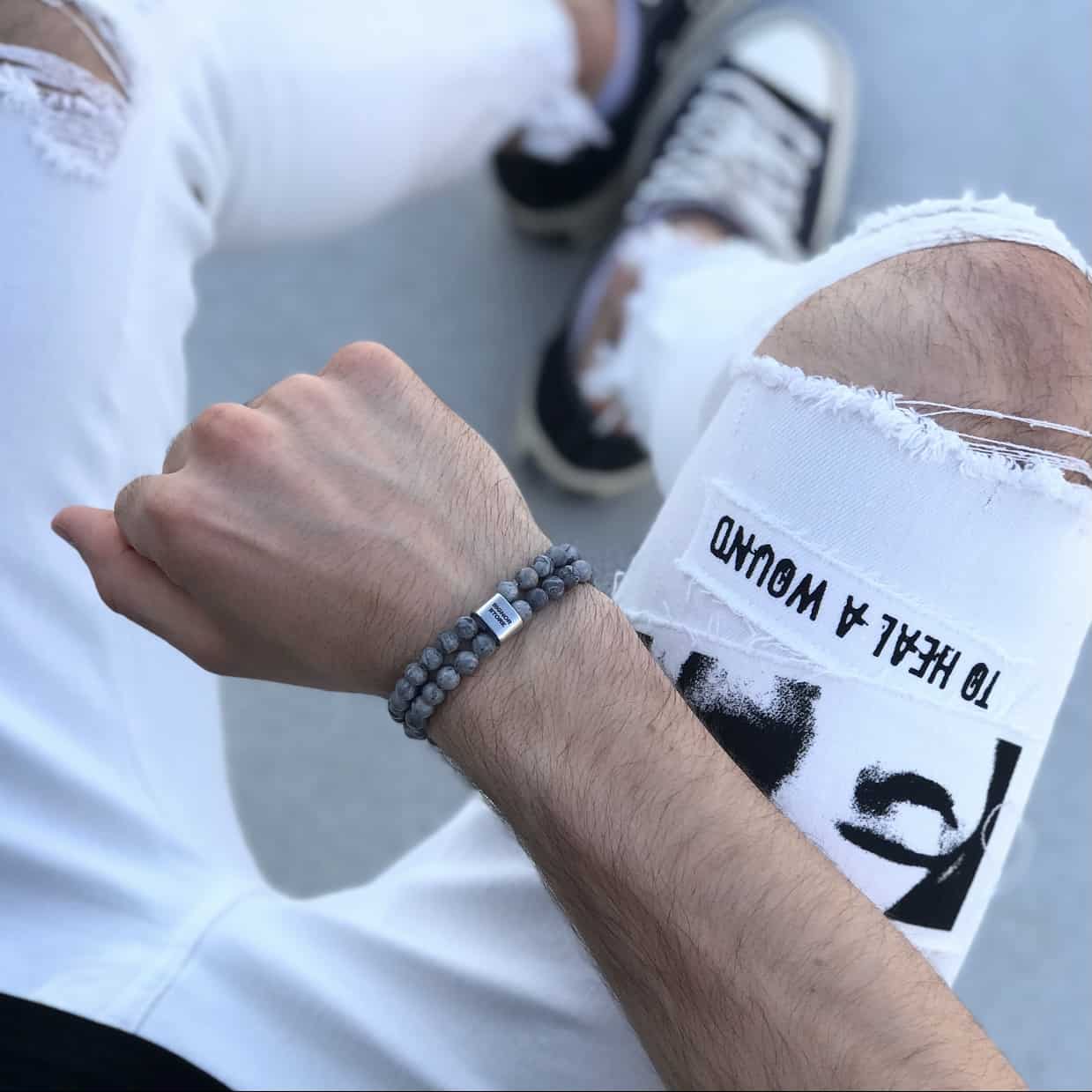 bransoletka męska z kamieni jaspisu