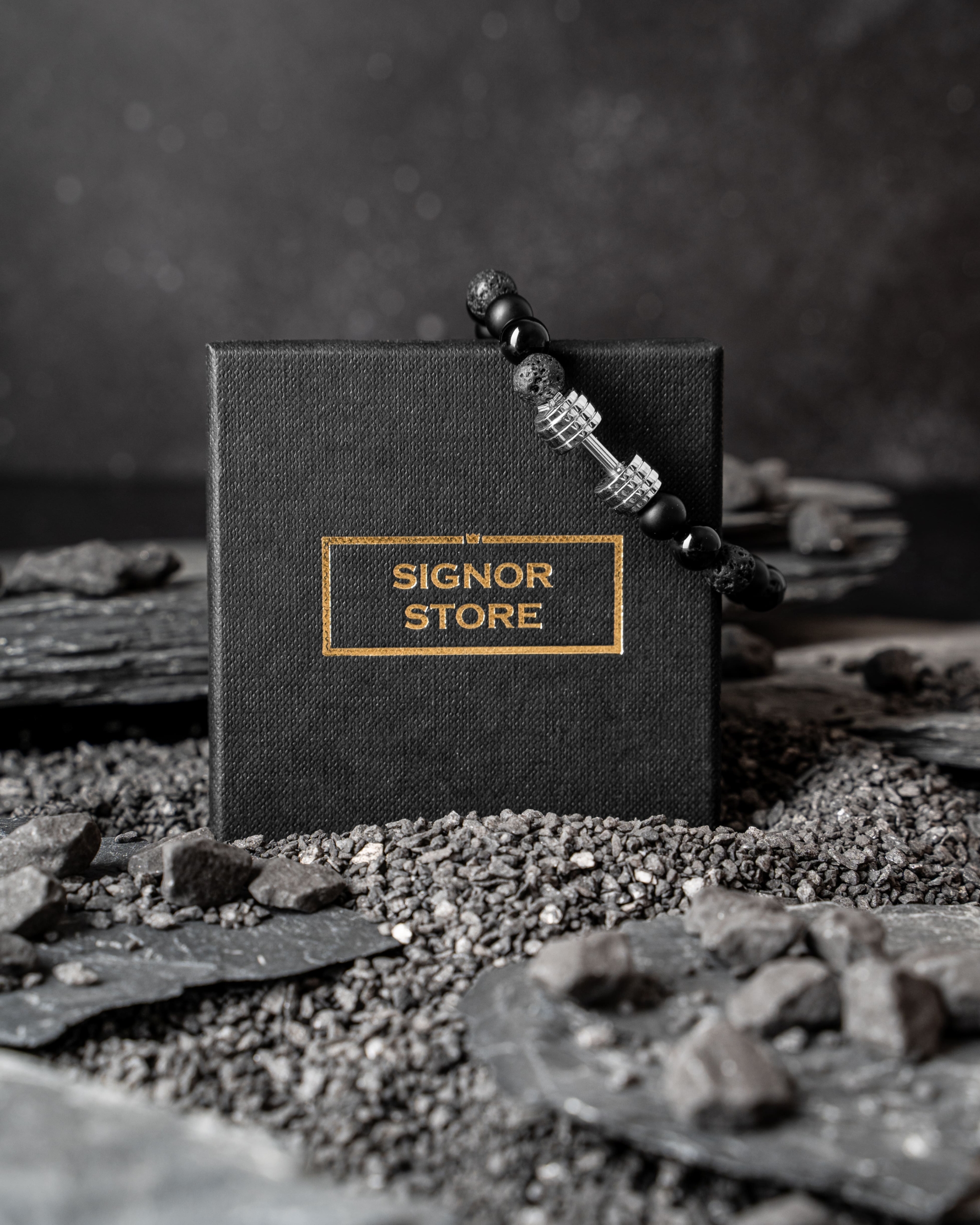 bransoletka męska z hantlą stal nierdzewna