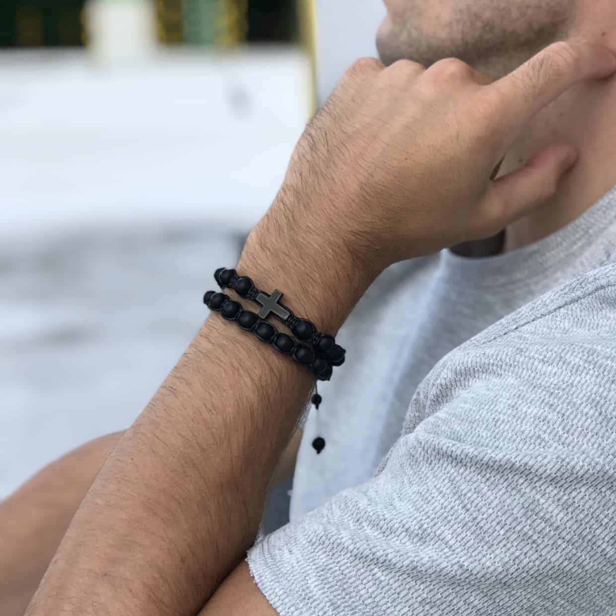 bransoletka męska z krzyżem