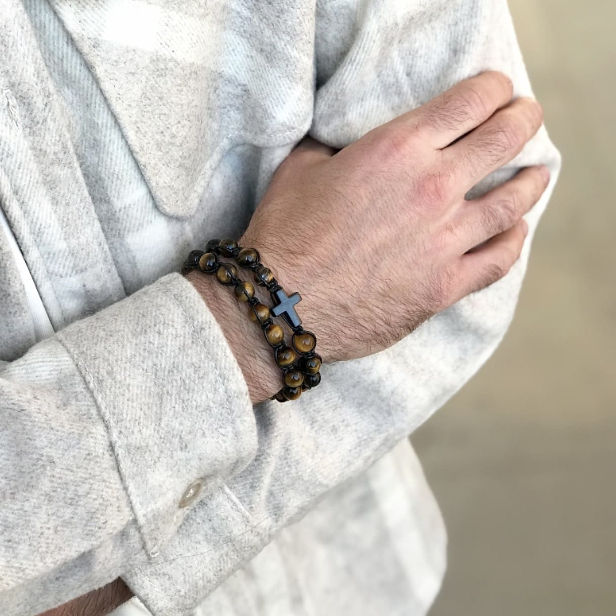 zestaw bransoletek męskich tygrysie oko