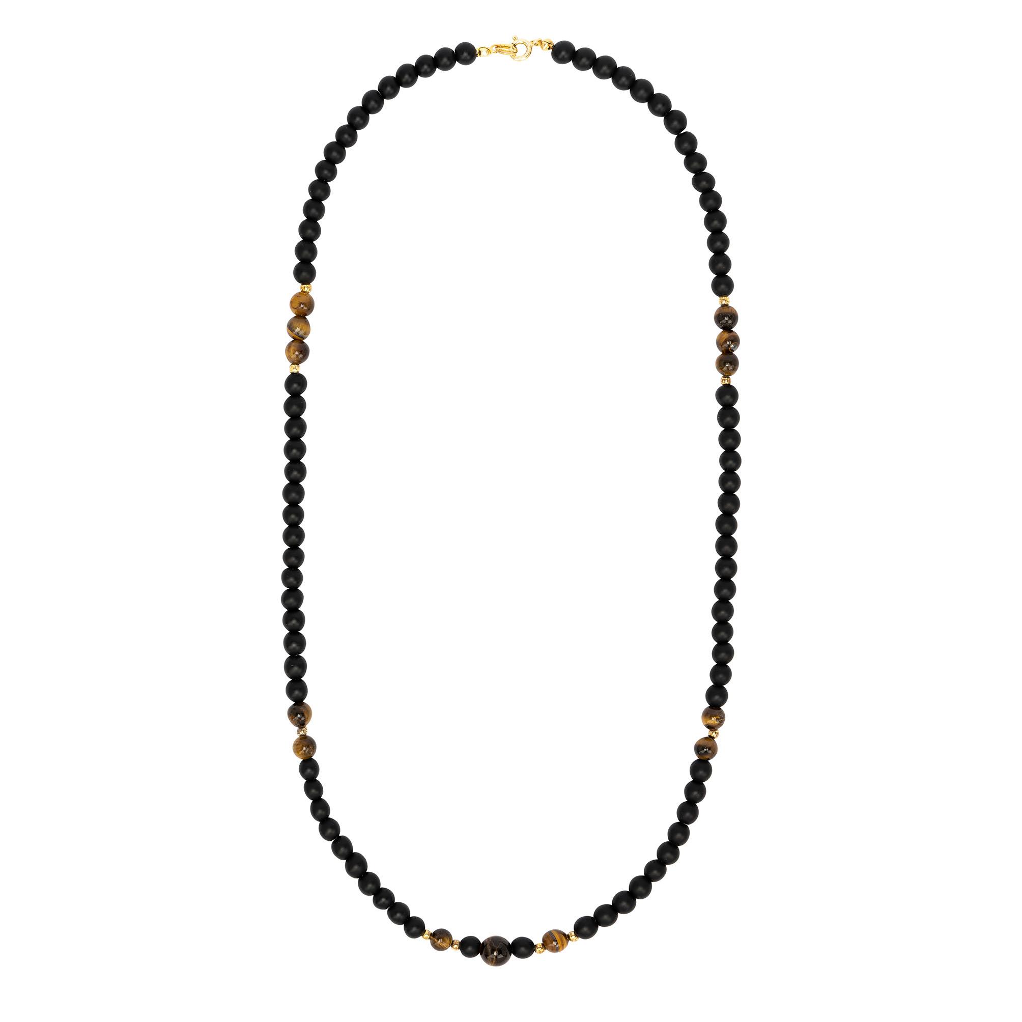 naszyjnik męski z koralików czarny