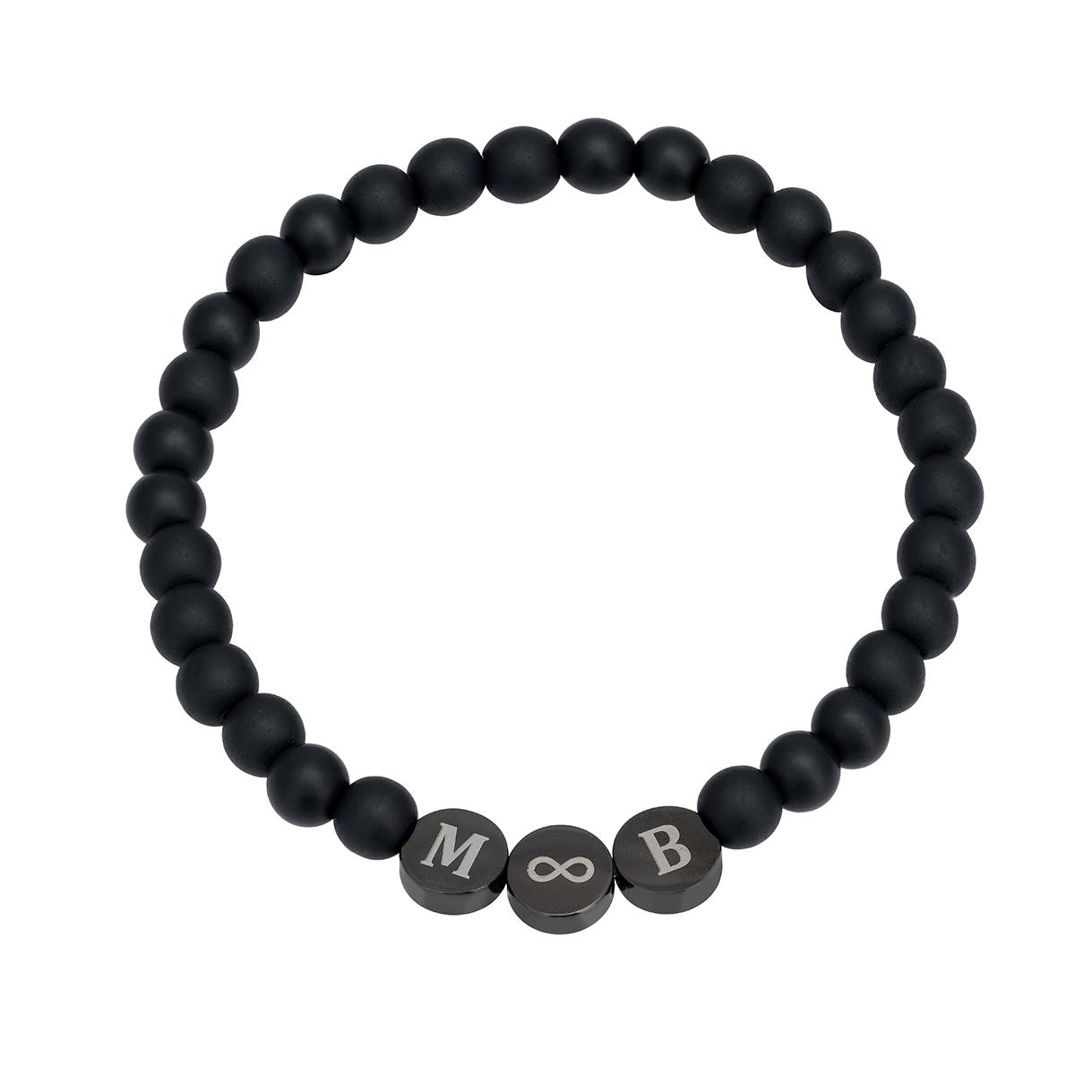 bransoletka męska z grawerem personalizowane czarne krążki