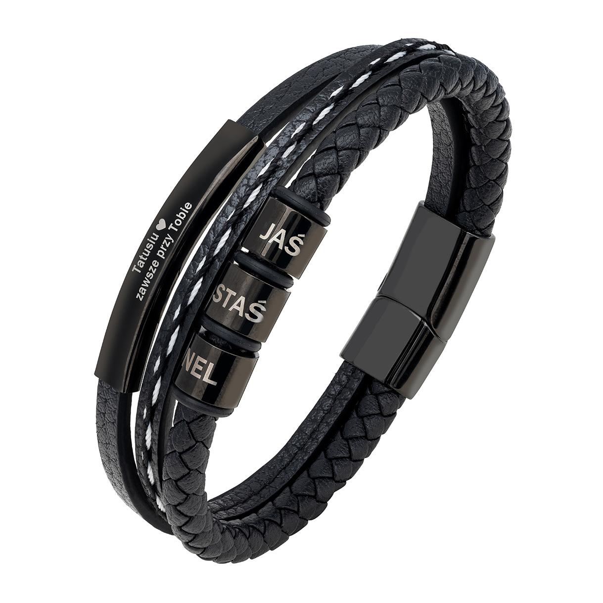 bransoletka męska z grawerem czarna