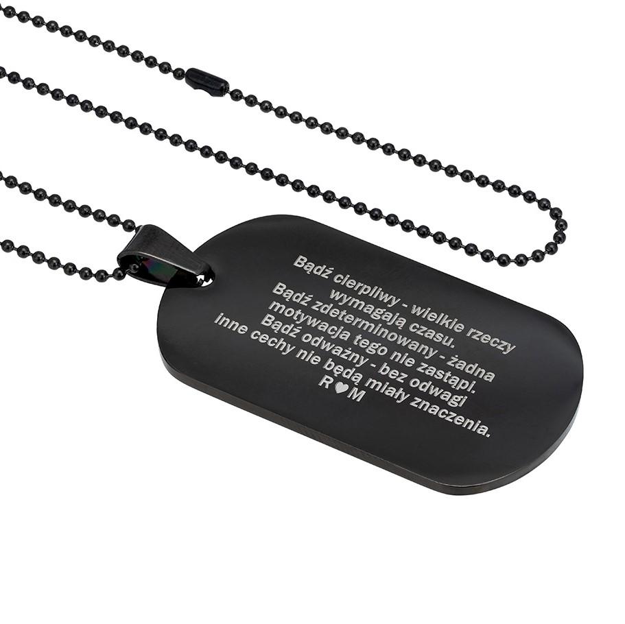 nieśmiertelnik czarny z grawerem