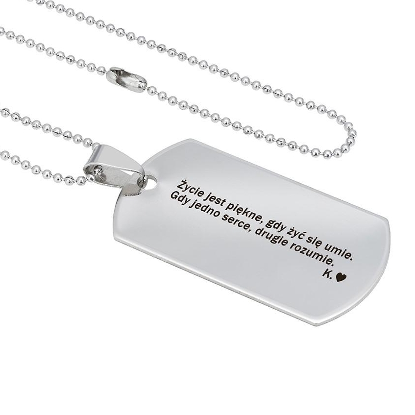 nieśmiertelnik z grawerem srebrny