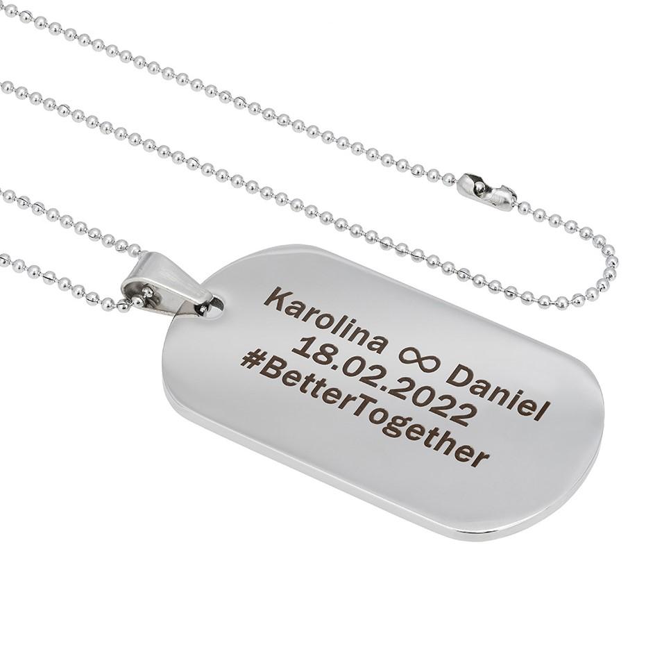 personalizowany nieśmiertelnik męski z grawerem